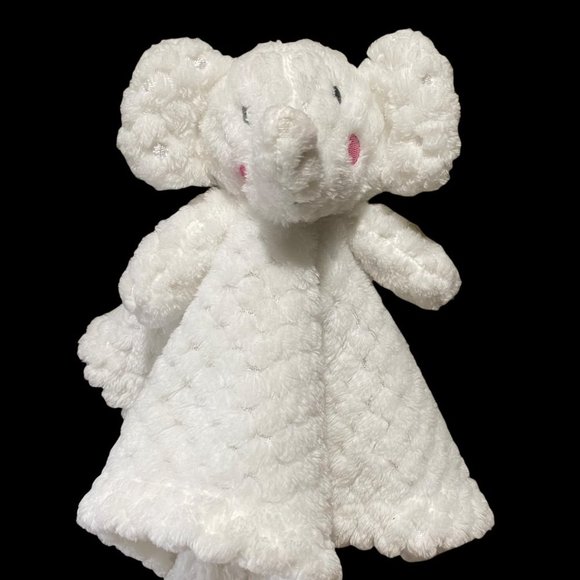 INF Inc. elephant plush lovey solid white, pink cheeks 12" square - Picture 2 of 9